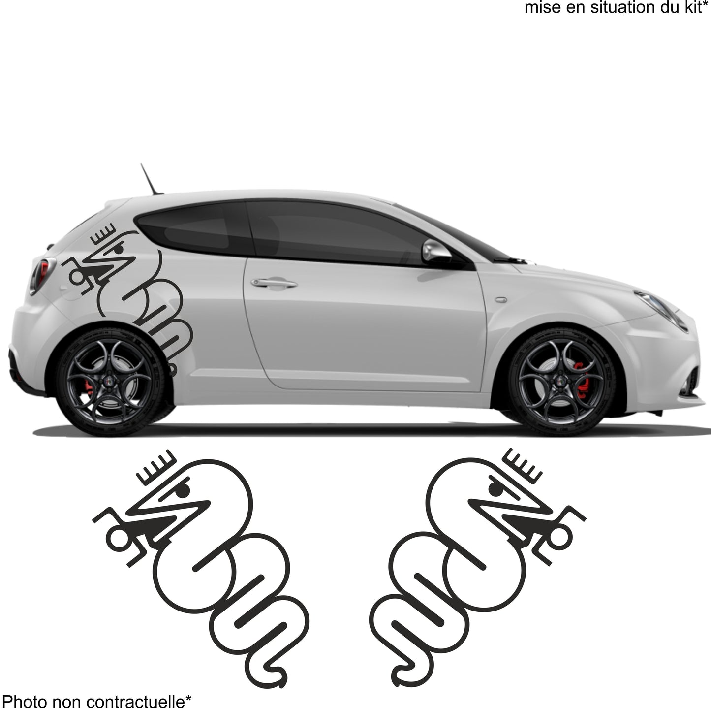 Sticker bandes serpent logo – Compatible toutes alfa romeo