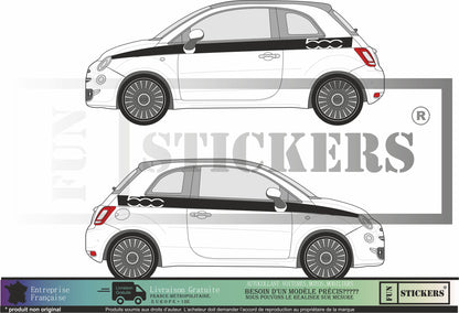 Sticker kit décoration latérales bandes  – Compatible toutes Fiat 500