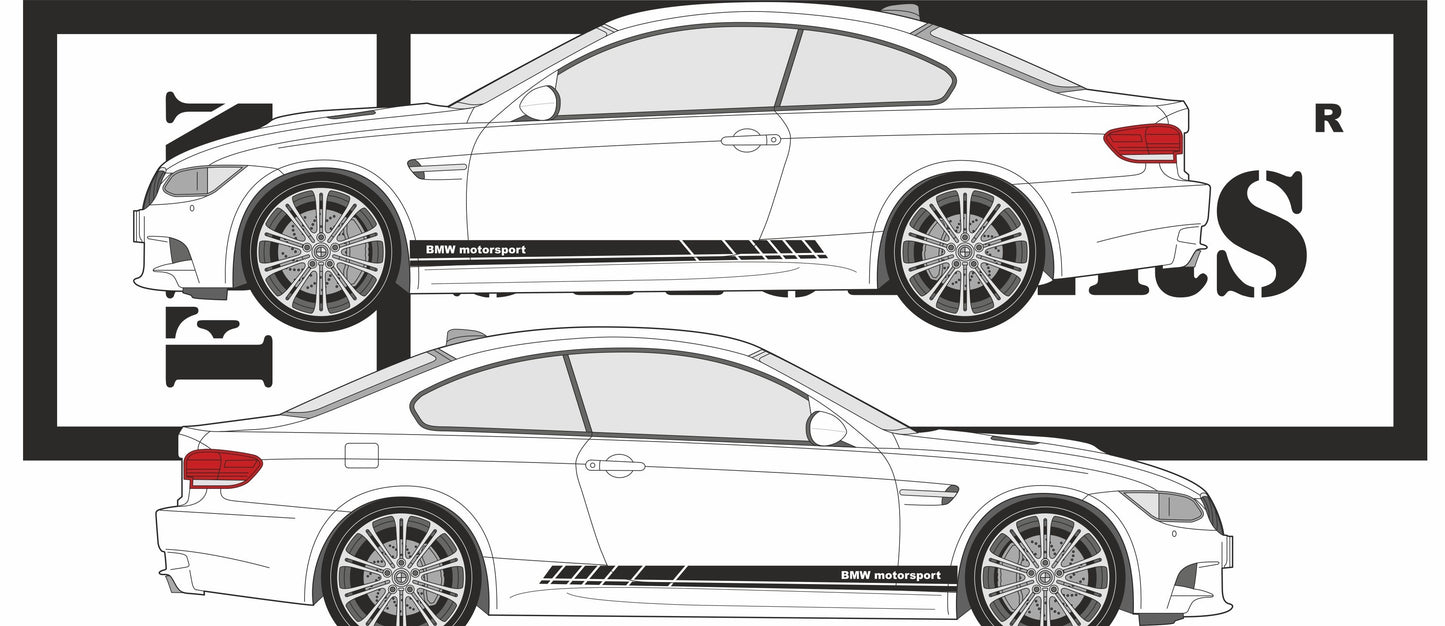 Sticker kit décoration bandes latérales bas de caisse – Compatible toutes bmw