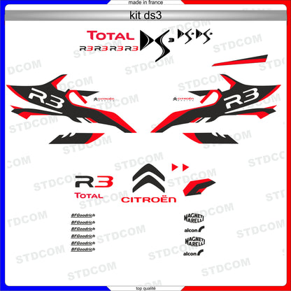 Sticker kit décoration intégral DS3 style R3 racing  – Compatible toutes Citroën DS3