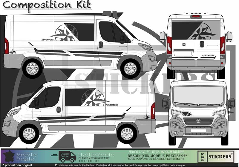 Sticker kit décoration intégral Fiat ducato peugeot boxer Van  – Compatible touts modèles