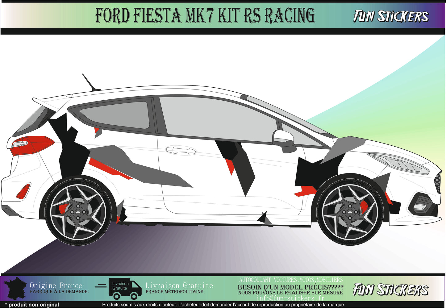Sticker kit décoration intégral style mk7 Camouflage – Compatible touts modèles Ford Fiesta