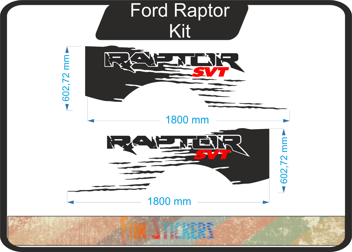 Stickers kit bandes latérales Raptor compatible Ford Raptor