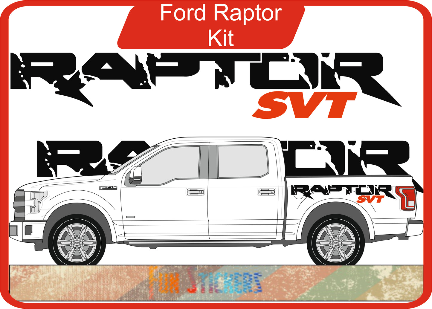 Stickers kit bandes latérales compatible ford ranger raptor