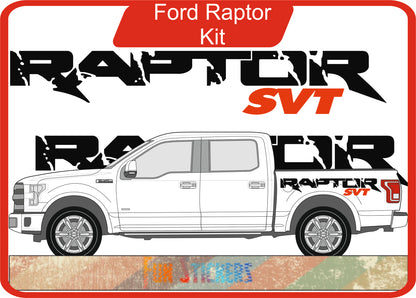 Stickers kit bandes latérales compatible ford ranger raptor