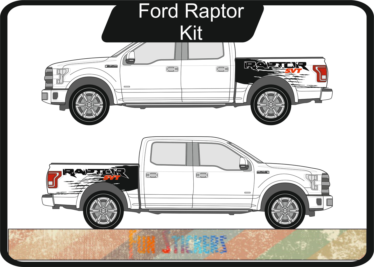 Stickers kit bandes latérales Raptor compatible Ford Raptor