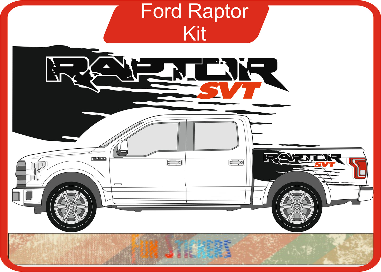 Stickers kit bandes latérales Raptor compatible Ford Raptor