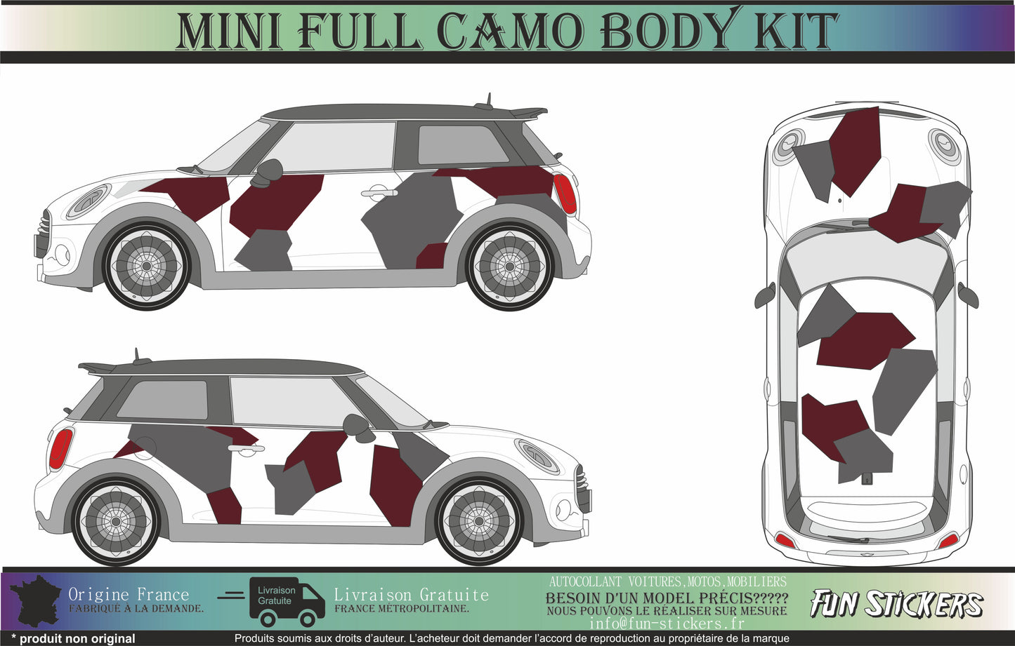 stickers autocollants camouflage pour Mini - kit décoration intégrale