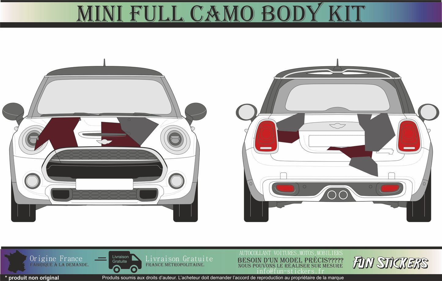 stickers autocollants camouflage pour Mini - kit décoration intégrale