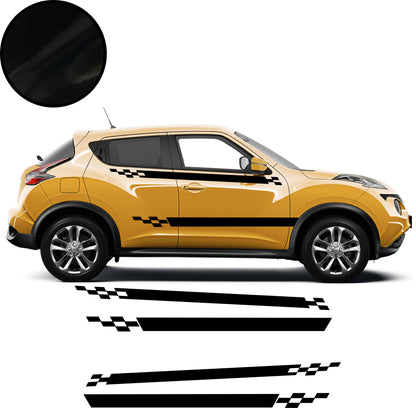 stickers autocollants bandes latérales damiers pour Nissan Juke - Kit décoration adhésif