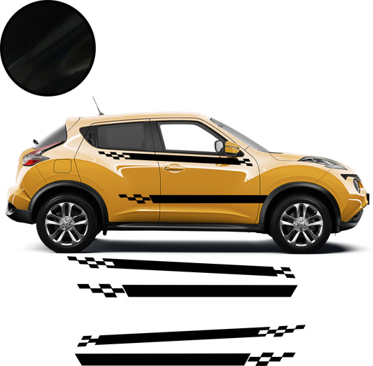 stickers autocollants bandes latérales damiers pour Nissan Juke - Kit décoration adhésif