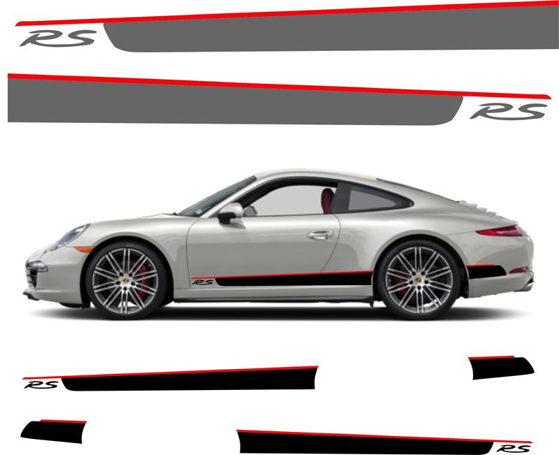 stickers autocollants pour Porsche - kit décoration bandes RS