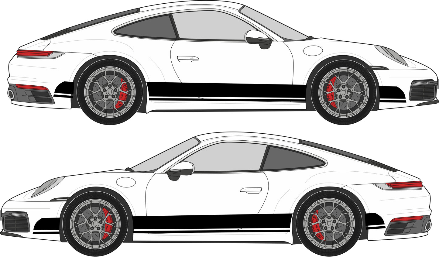 stickers autocollants pour PORSCHE - kit décoration Bandes bas de caisses latérales
