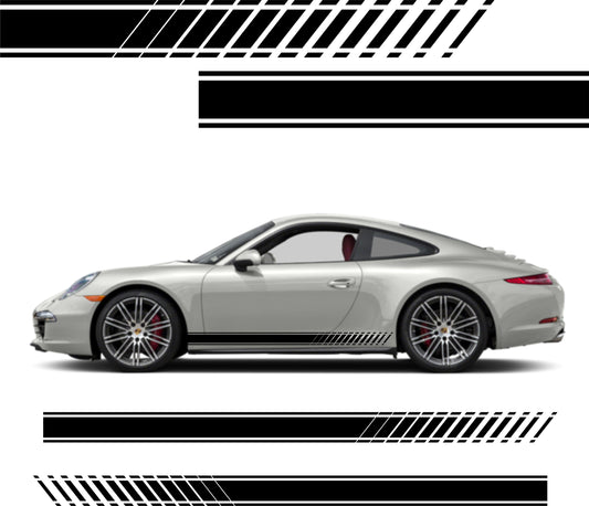 stickers autocollants pour Porsche - kit décoration Bandes bas de caisses racing