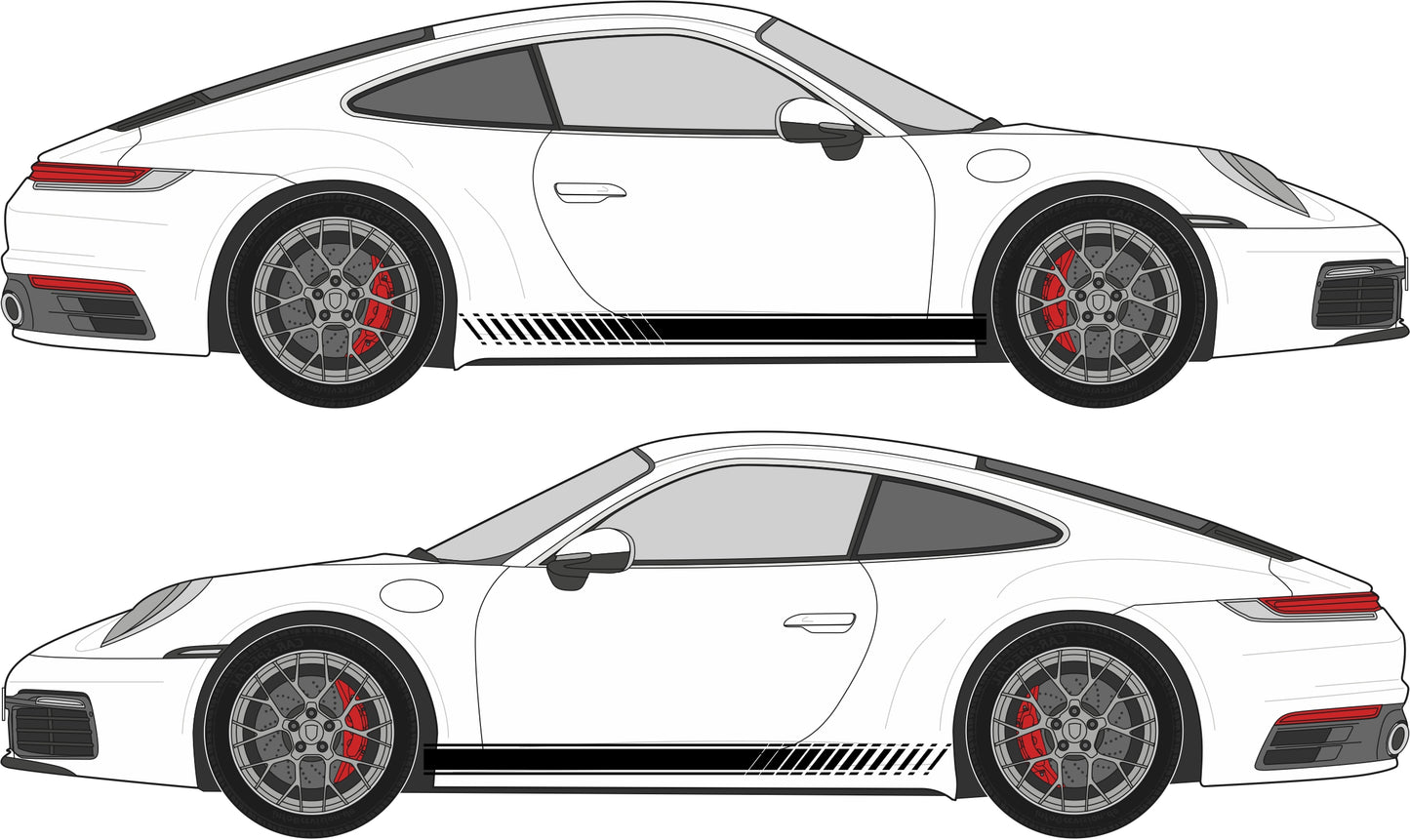 stickers autocollants pour Porsche - kit décoration Bandes bas de caisses racing