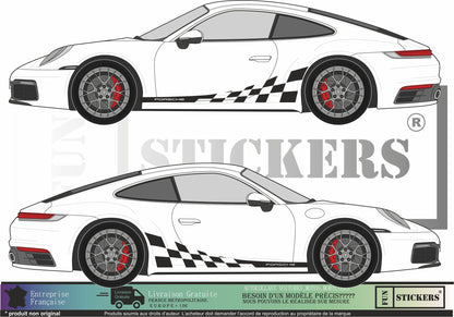 stickers autocollants pour PORSCHE - kit décoration intégrale bandes damier