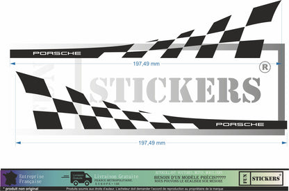 stickers autocollants pour PORSCHE - kit décoration intégrale bandes damier