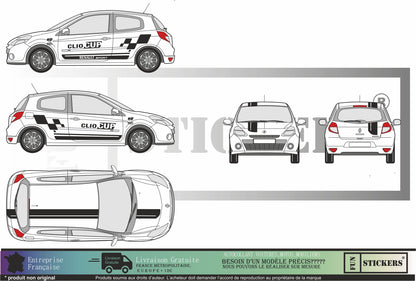 stickers autocollants pour Renault Clio- kit décoration rs cup sport