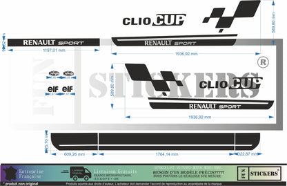 stickers autocollants pour Renault Clio- kit décoration rs cup sport