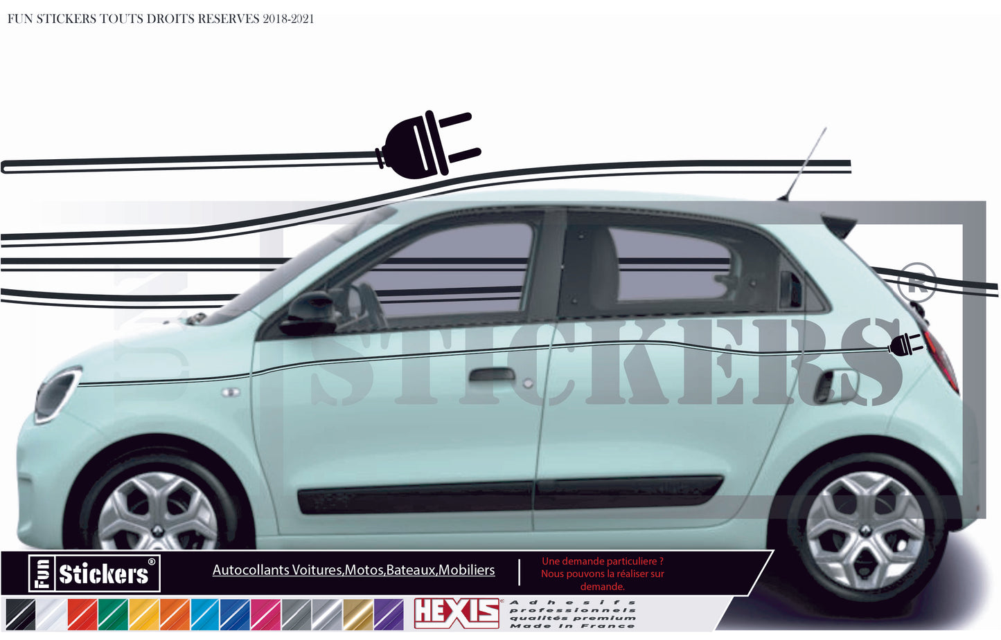 stickers autocollants RENAULT TWINGO 3 ELECTRIQUE - kit décoration intégral
