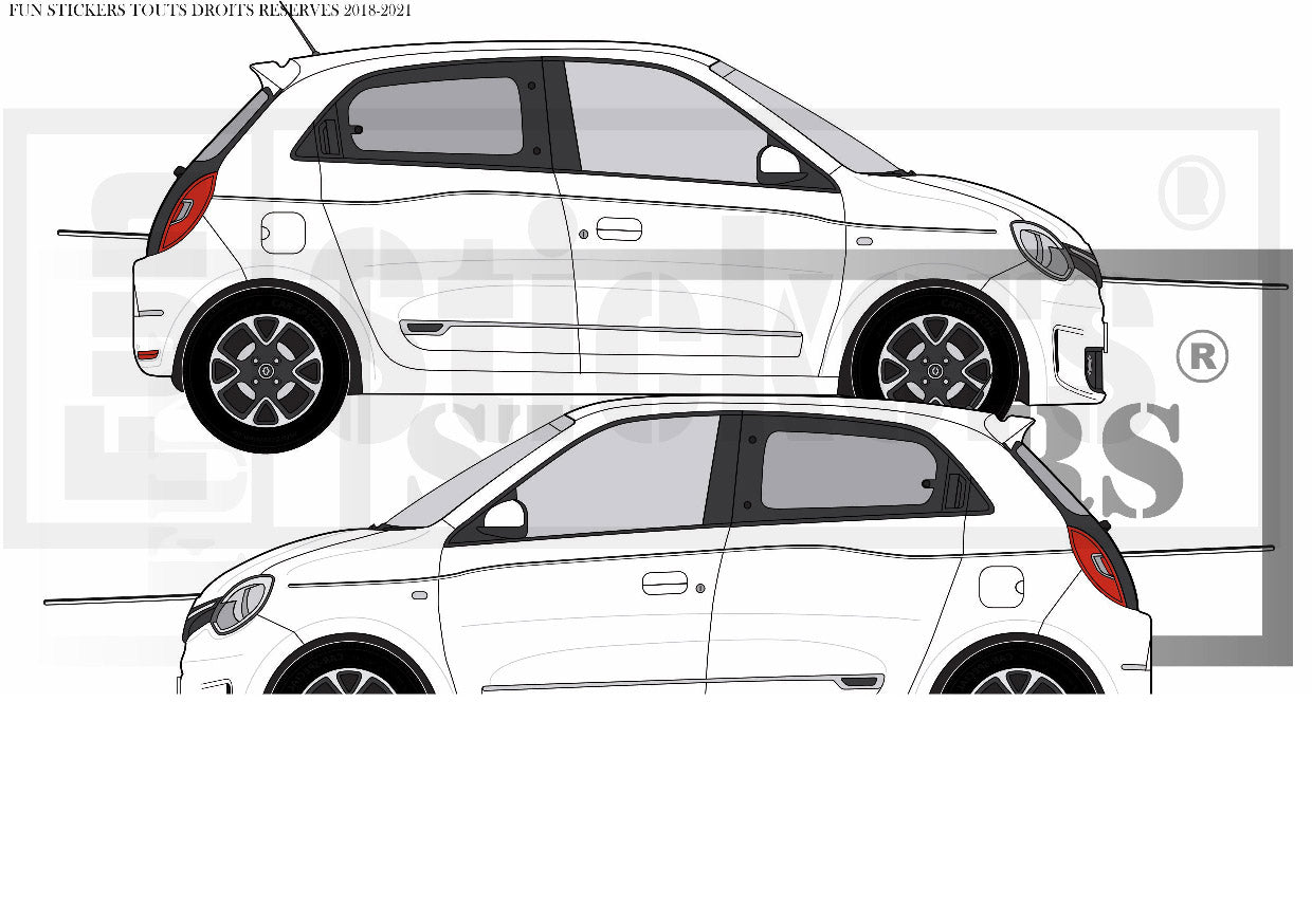 stickers autocollants POUR TWINGO 3 RENAULT - kit décoration BANDES LATERALES