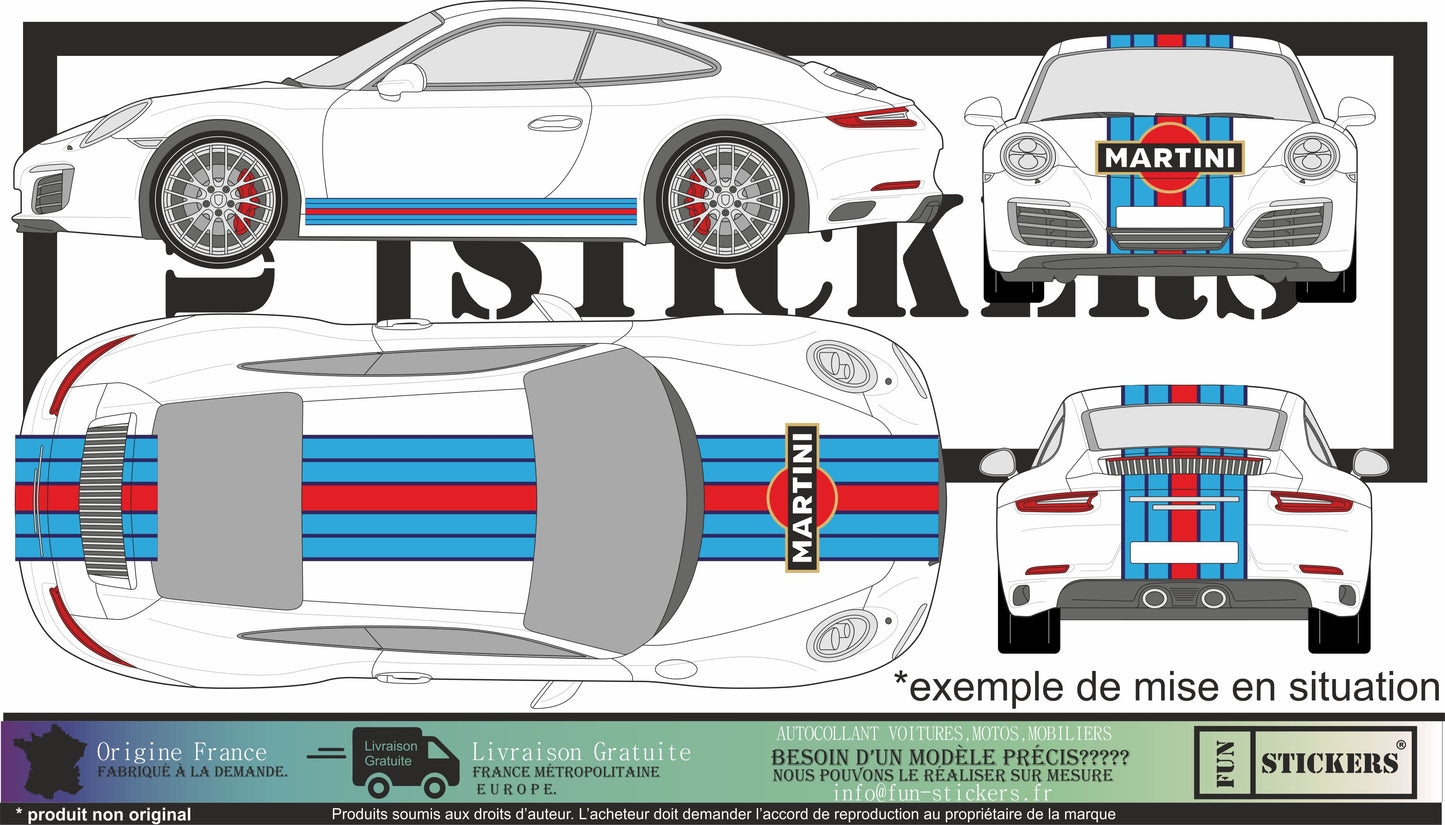 stickers autocollants Martini racing - kit décoration sponsor