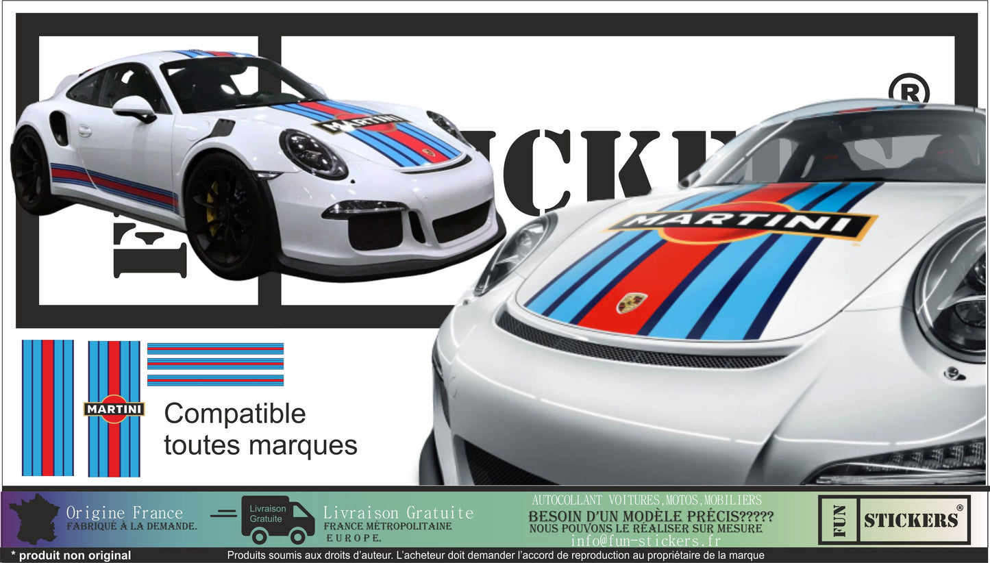 stickers autocollants Martini racing - kit décoration sponsor