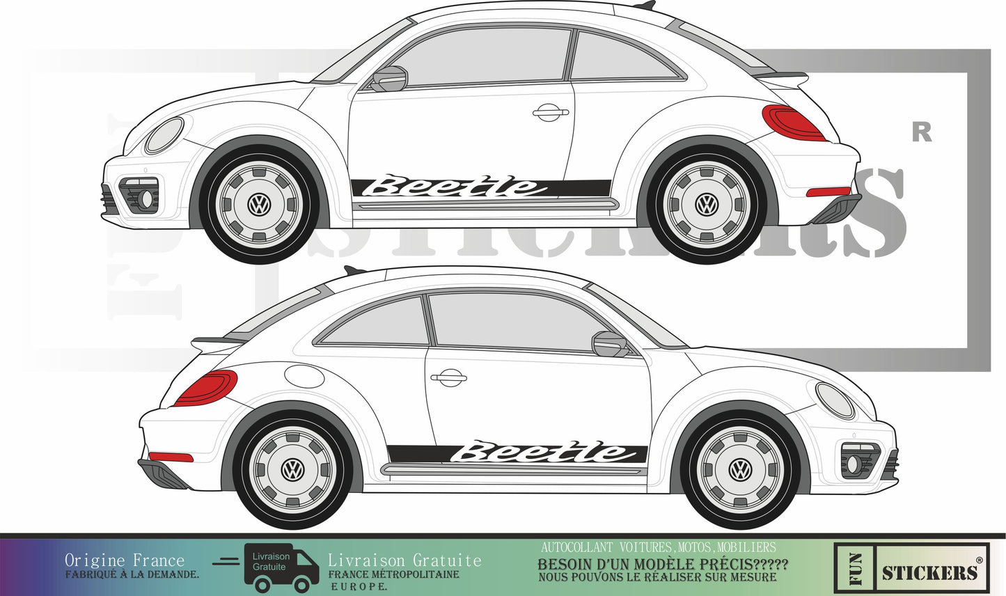 stickers autocollants pour Volkswagen new beetle - kit décoration bas de caisse