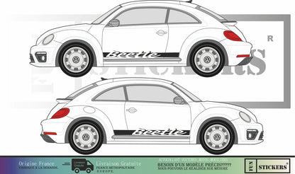 stickers autocollants pour Volkswagen new beetle - kit décoration bas de caisse