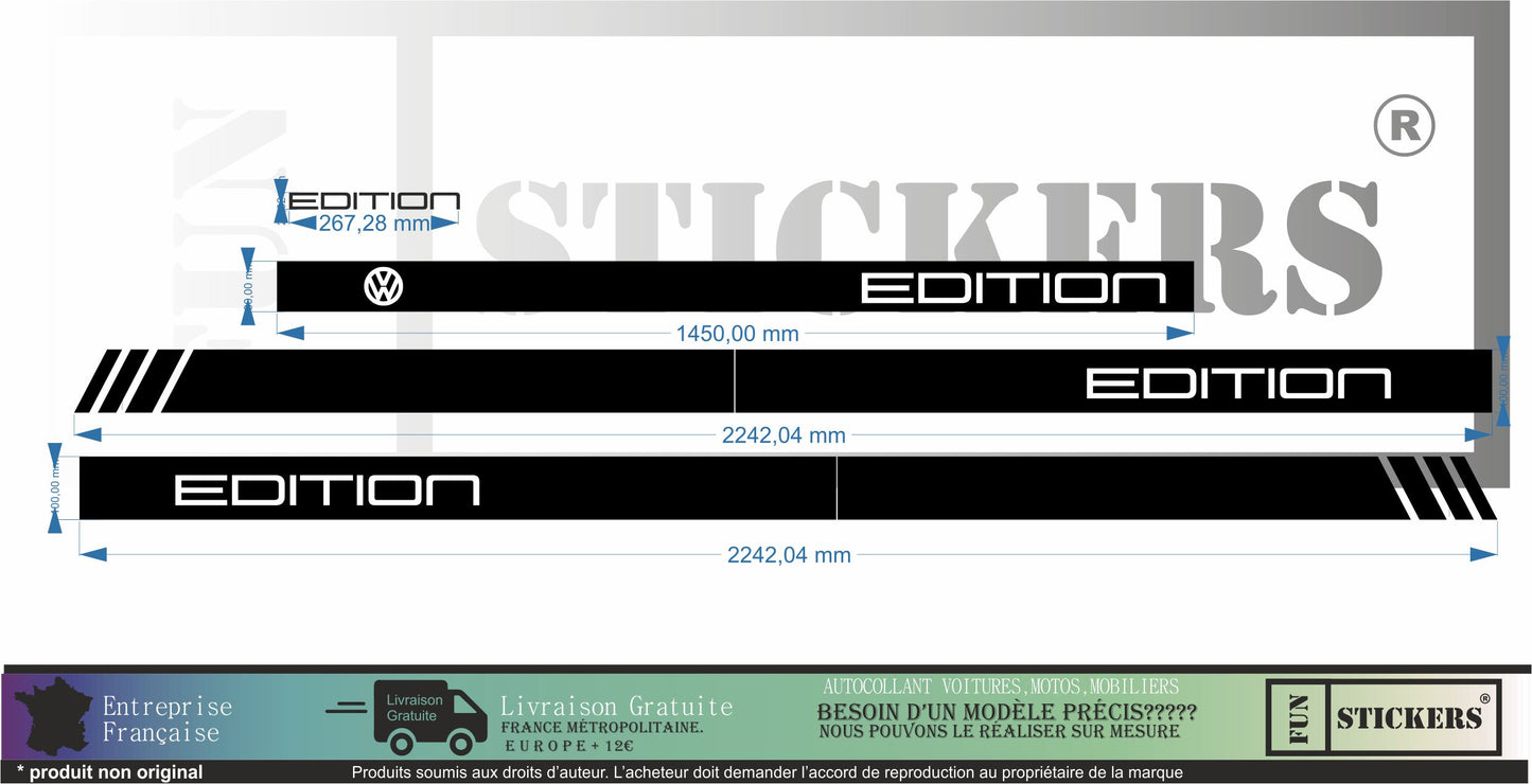 stickers autocollants pour volkswagen van transporter écriture EDITION - kit décoration